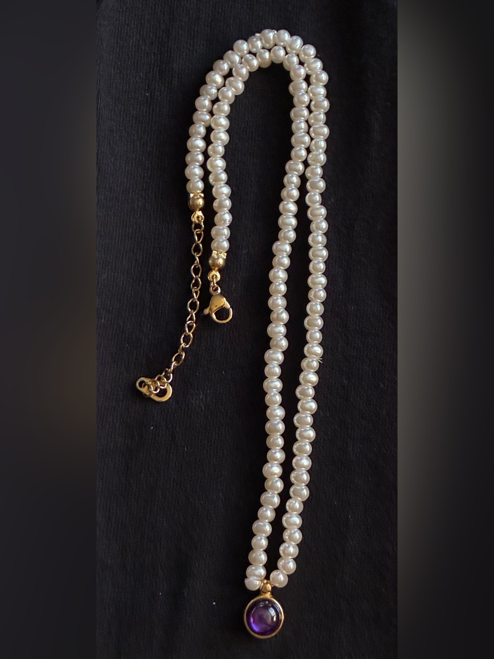 18KGP Classic Pearl Strand Necklace with Gold Accents - White